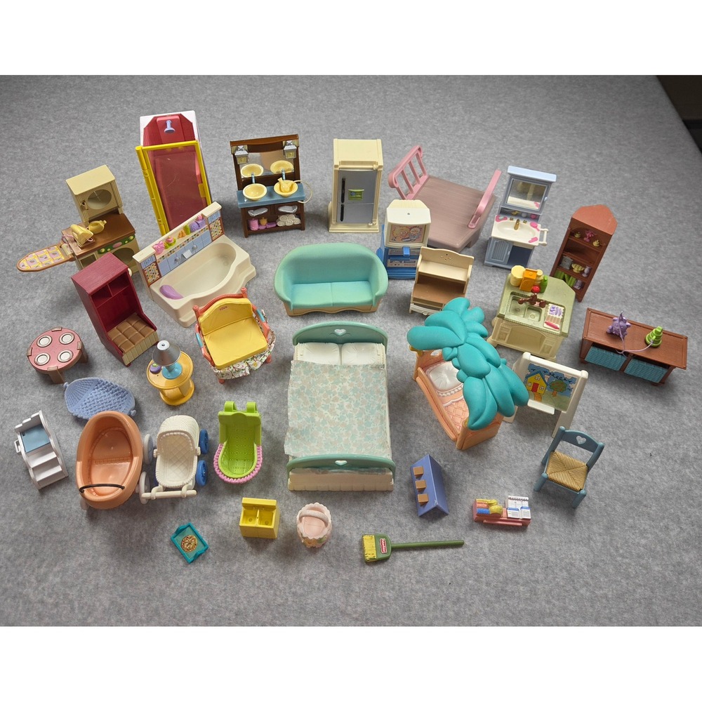 Vintage Fisher Price Loving Family Dollhouse Furniture Accessories Lot 33pc